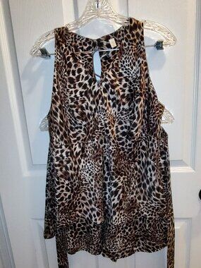 VICTORIA'S SECRET SILK PAJAMA SET SLEEVELESS TANK & BOXERS ANIMAL PRINT MEDIUM